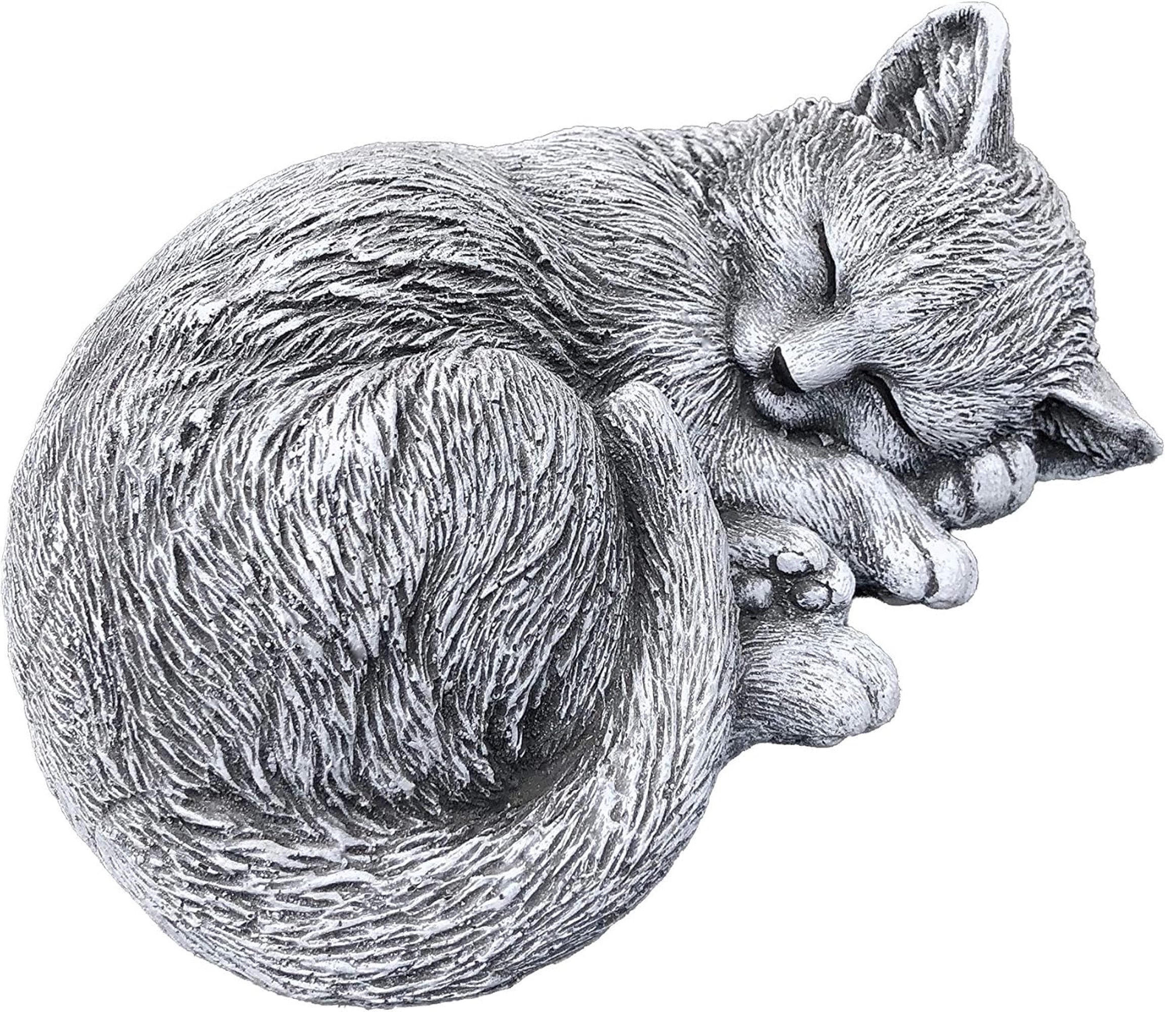 STEINFIGUR kleine Katze Tinka eingerollt frostfest Steinguss - Grau, Stein (17/8/14cm) - stoneandstyle