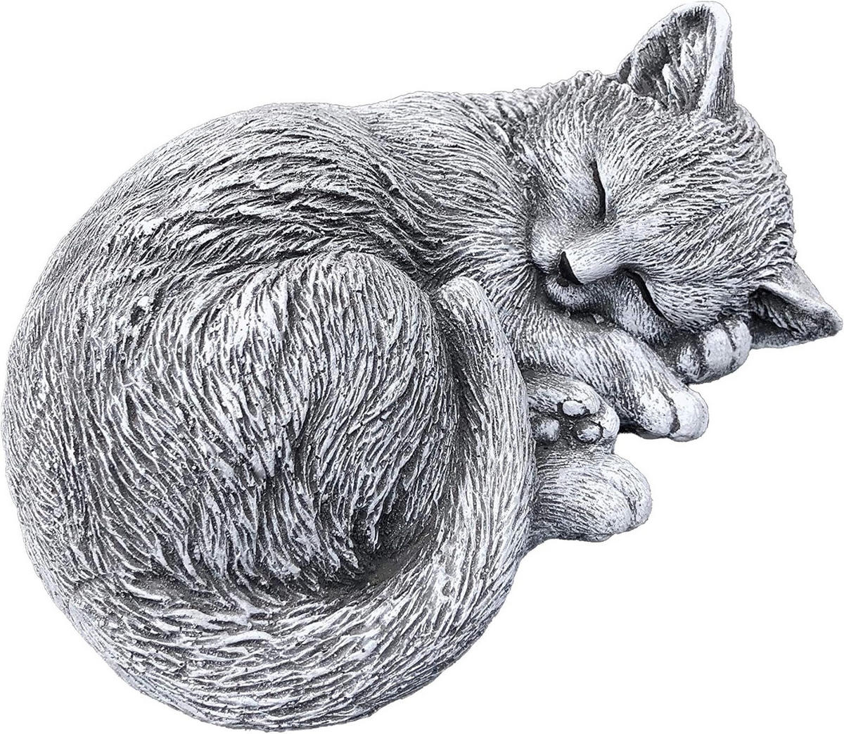 STEINFIGUR kleine Katze Tinka eingerollt frostfest Steinguss - Grau, Stein (17/8/14cm) - stoneandstyle