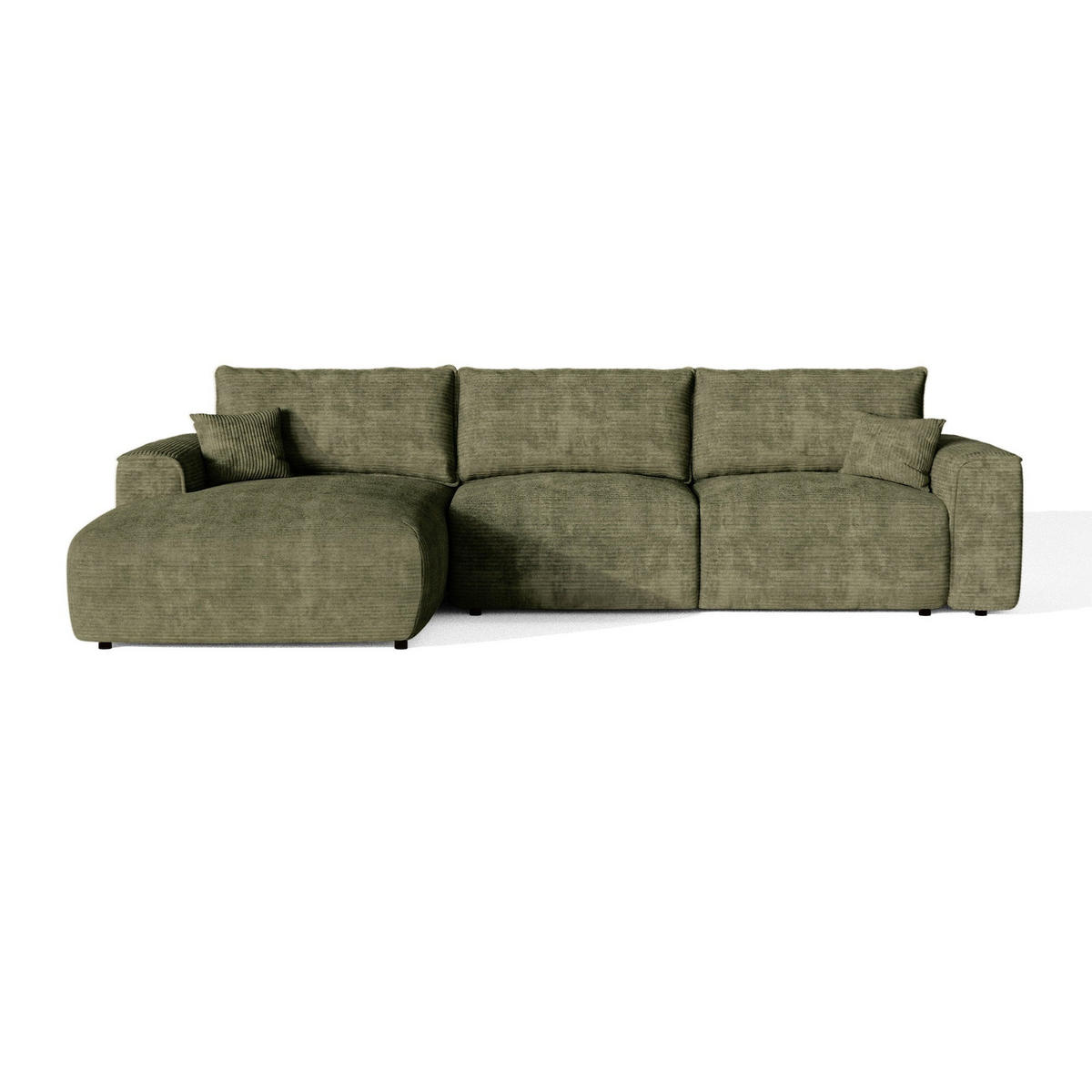 SCHLAFSOFA Express COMO Cord Olivgrün 300cm - Olivgrün/Grün, Textil (300/165cm) - Premium Interiors