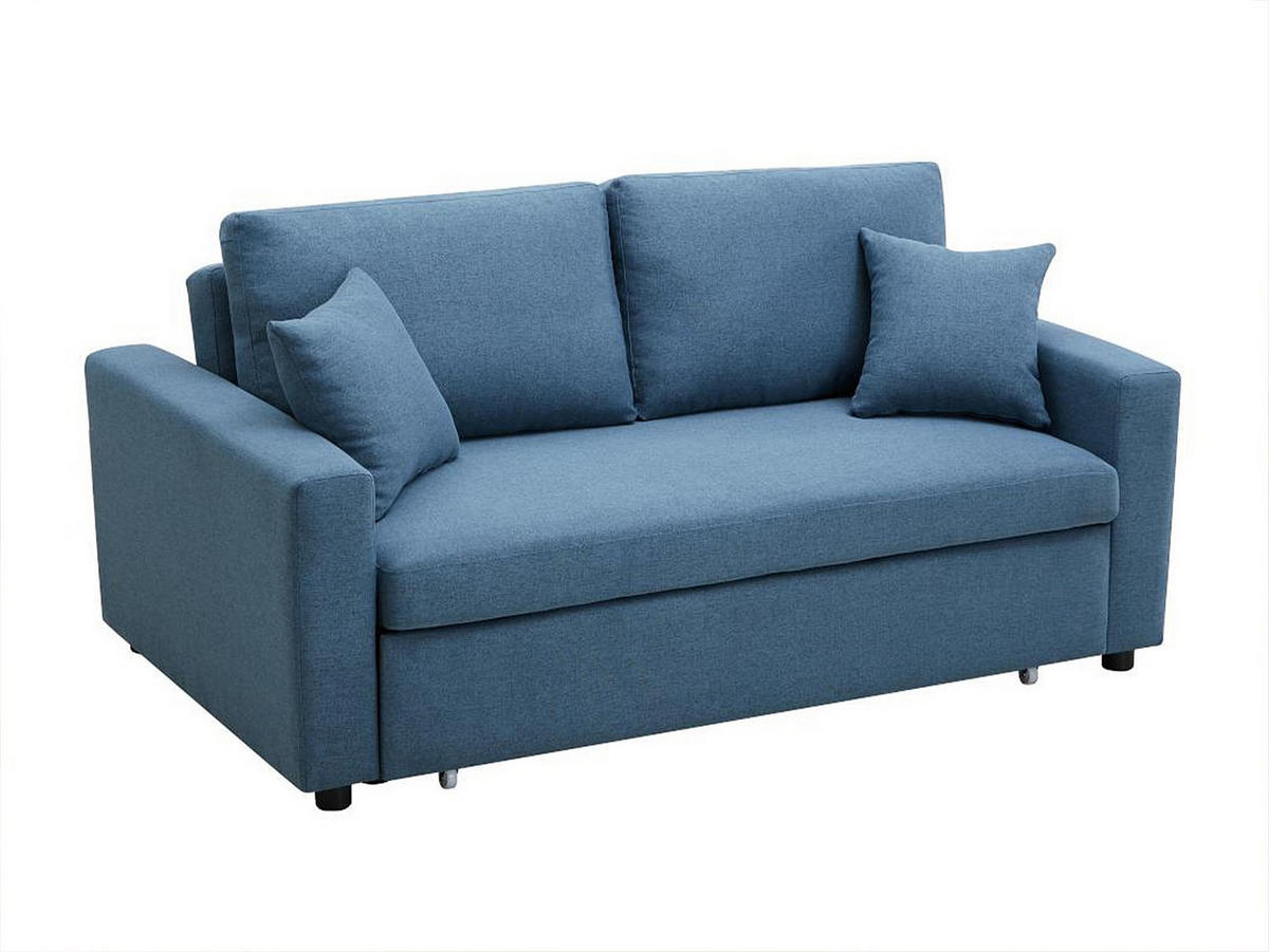 SCHLAFSOFA 3-Sitzer - Stoff - Blau - INIZOR - Blau, Textil (168/85/101cm) - Vente-Unique