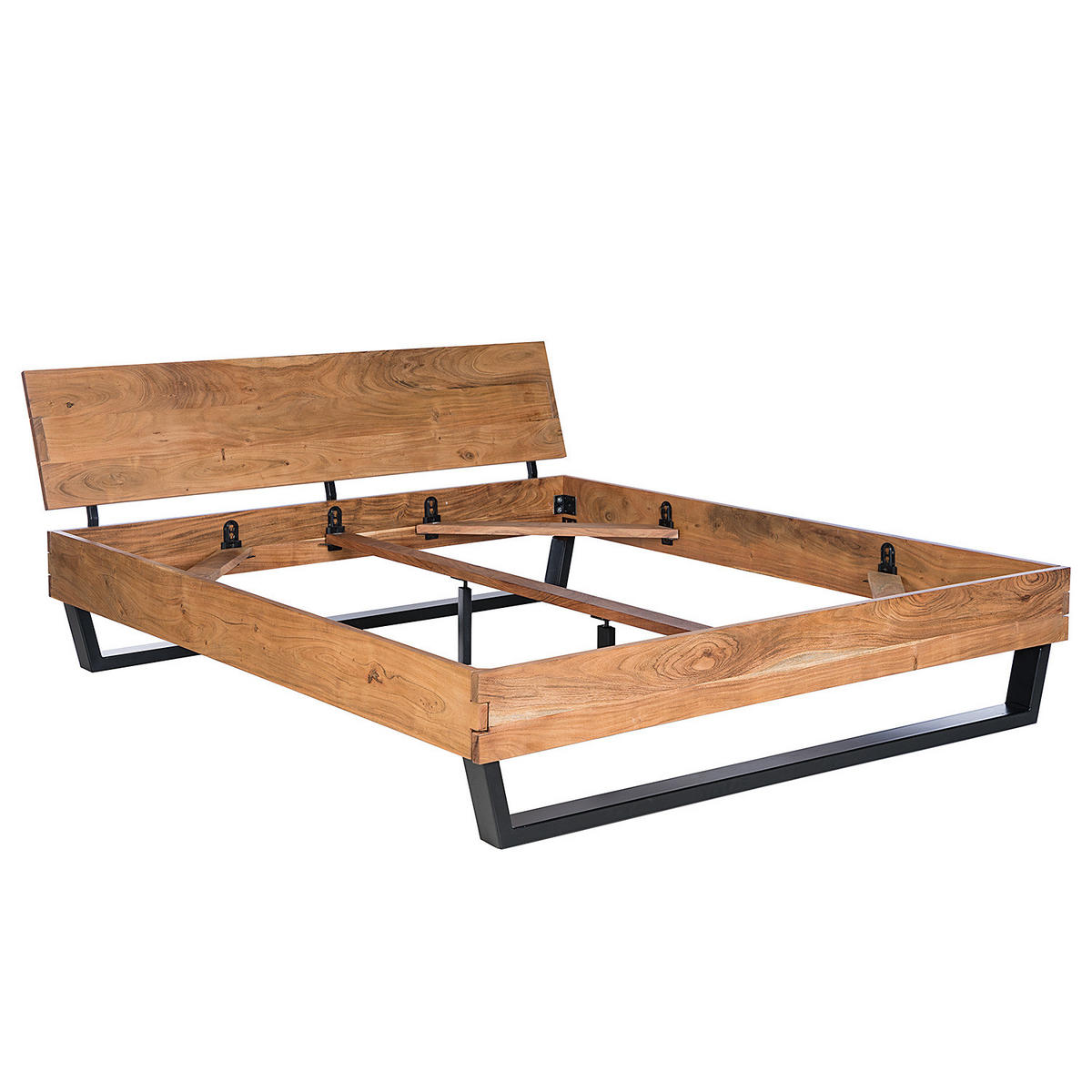 MASSIVHOLZBETT - Akazie massiv - Akaziefarben, Holz (180/200cm) - home24