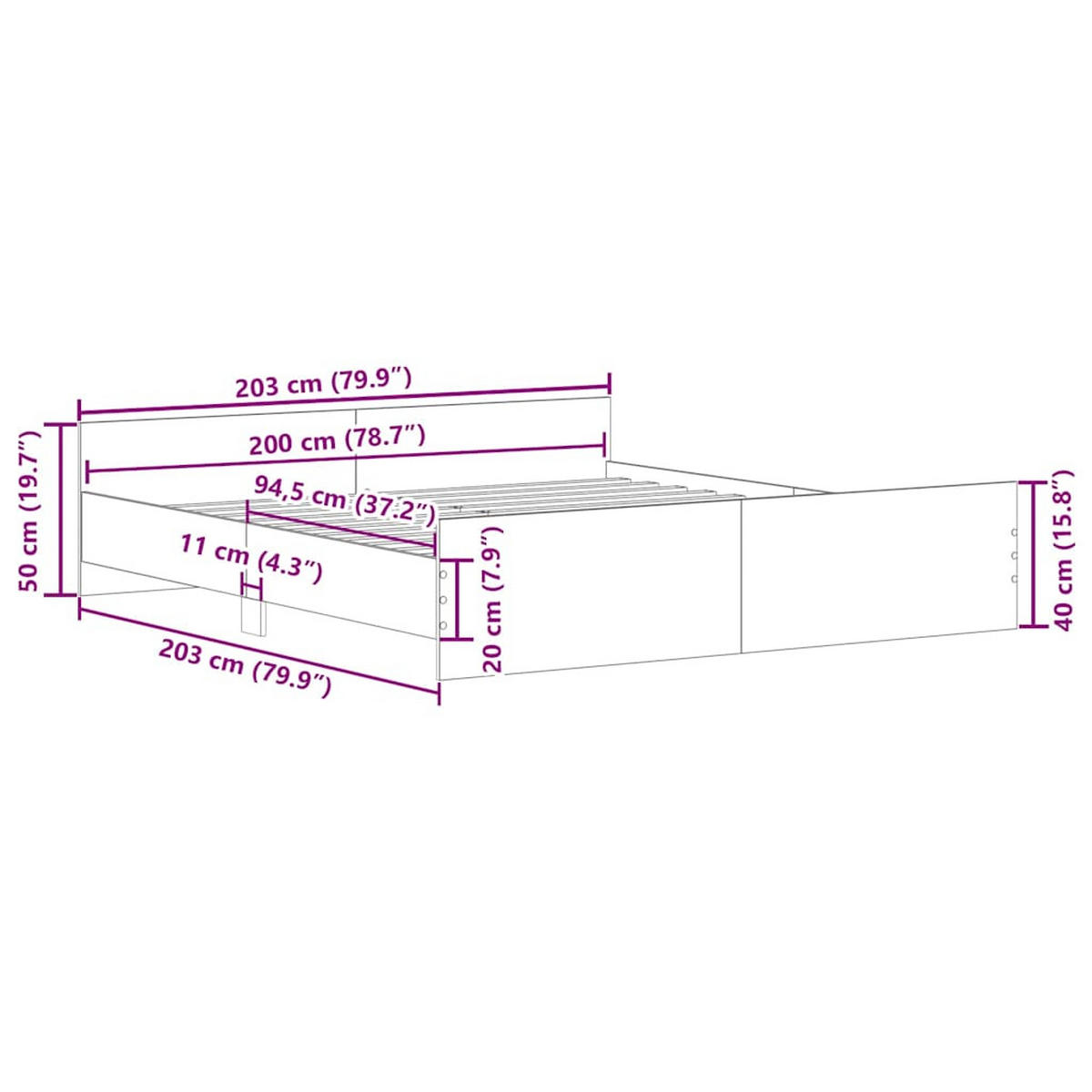 BETTGESTELL Mit Kopf- Und Fussteil Räuchereiche 200/200 Cm - Braun, Holzwerkstoff (200/200cm) - vidaXL