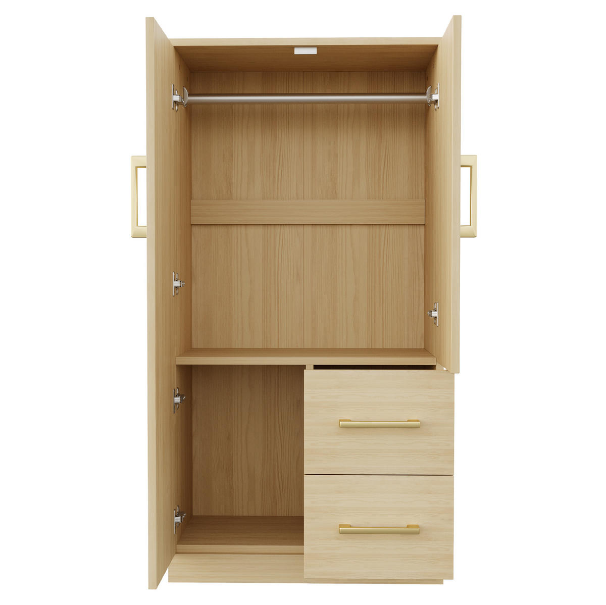 KLEIDERSCHRANK 70/40/135 cm natur aus Holz mit Türen und Schubladen - Naturfarben, Holz (70/135/40cm) - OKWISH