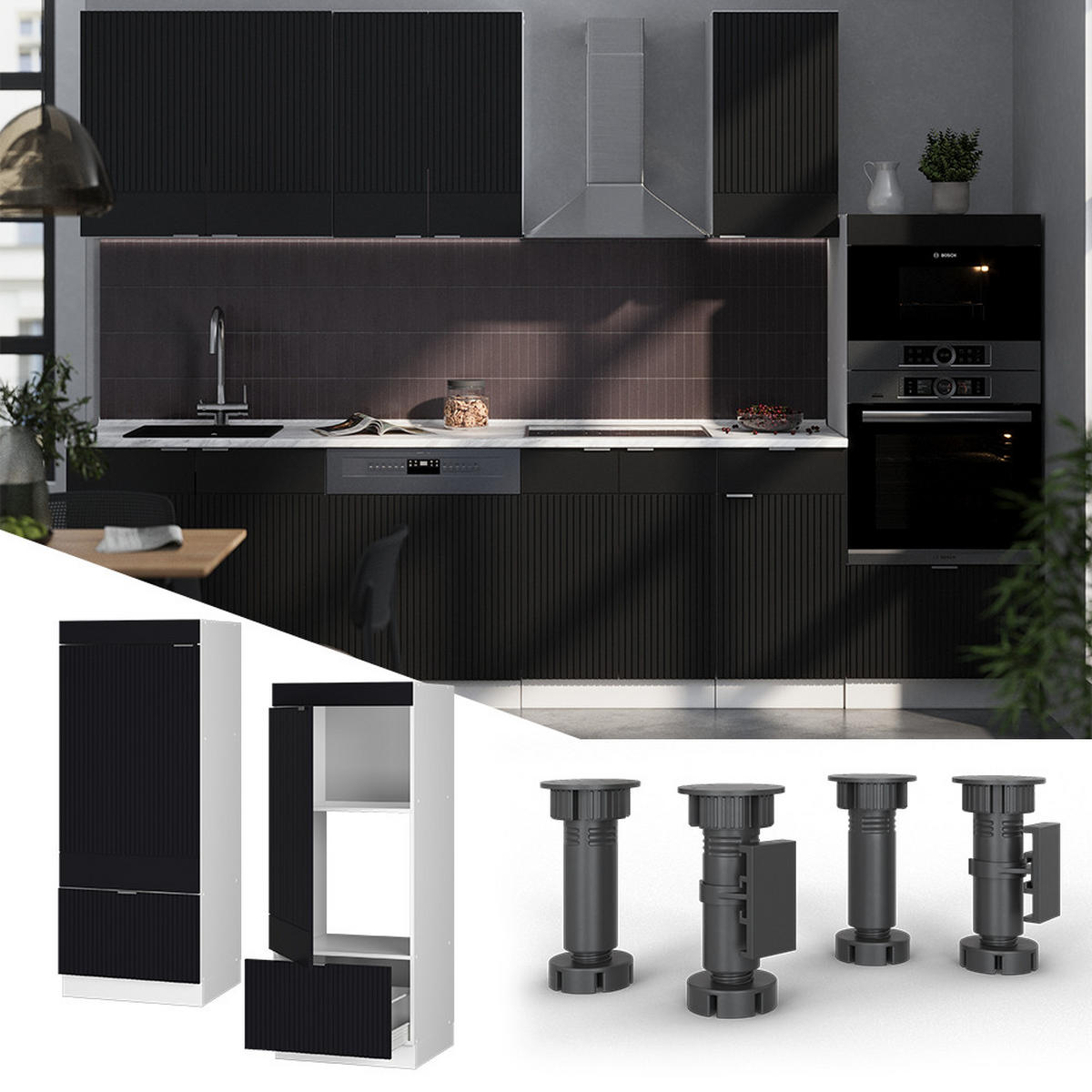 Schwarz/Weiß, Holzwerkstoff (60/153.6/58.1cm) - Vicco