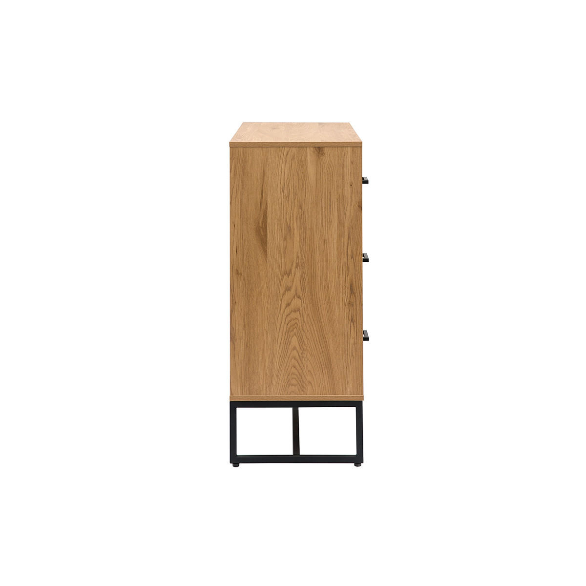 KOMMODE Helles Eichenholzfinish Schwarzes Metall 3 Schubladen B100 cm LOVATO - Eiche Bianco, Holz (43/100/100cm) - Miliboo