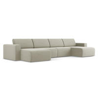 WOHNLANDSCHAFT Strukturstoff Stoff Beige - Beige/Creme, Kunststoff/Textil (404/80/167cm) - Makamii