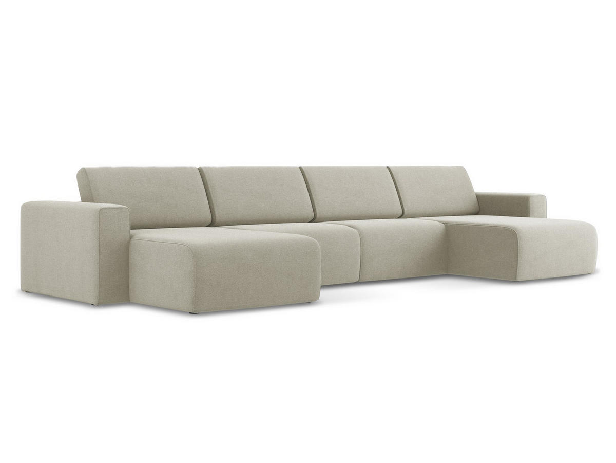 WOHNLANDSCHAFT Strukturstoff Stoff Beige - Beige/Creme, Kunststoff/Textil (404/80/167cm) - Makamii