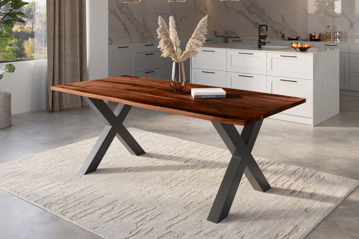 ESSTISCH POLLY - Schwarz/Braun, Holz/Metall (100/240/77cm) - SAM