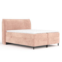 BOXBETT 200/200 cm Corvus, in Rosa, Matratze, Topper, Bettkasten, H2 = mittel - Pink/Schwarz, Holz/Holzwerkstoff (200/200cm) - Maison de Reve