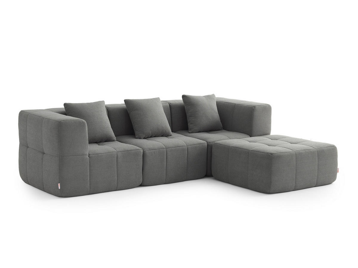 ECKSOFA Bouclé-Stoff Wolkengrau - Grau, Textil (260/190cm) - MILYsofa