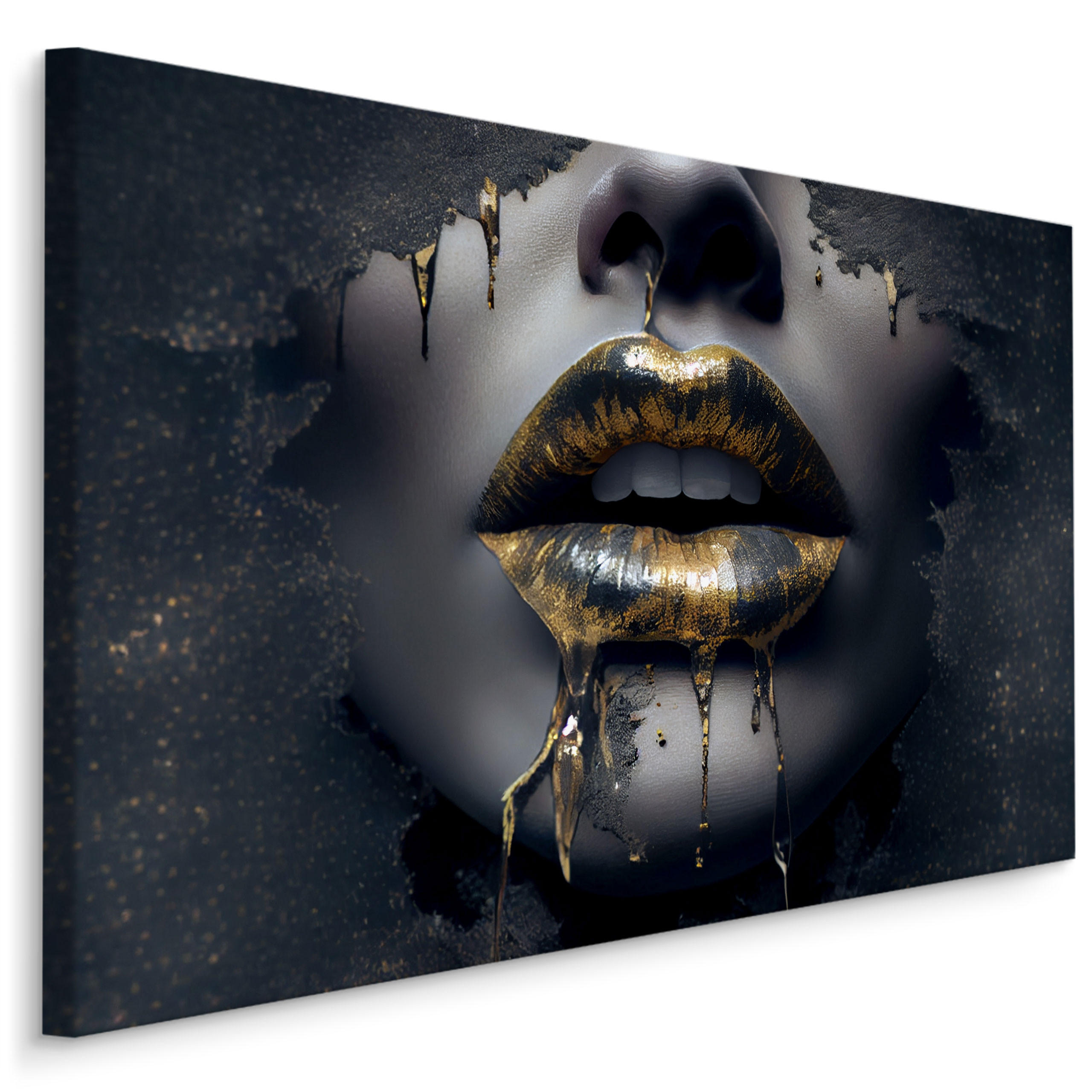 Muralo Leinwandbild Schwarz, Gold 90x60 cm