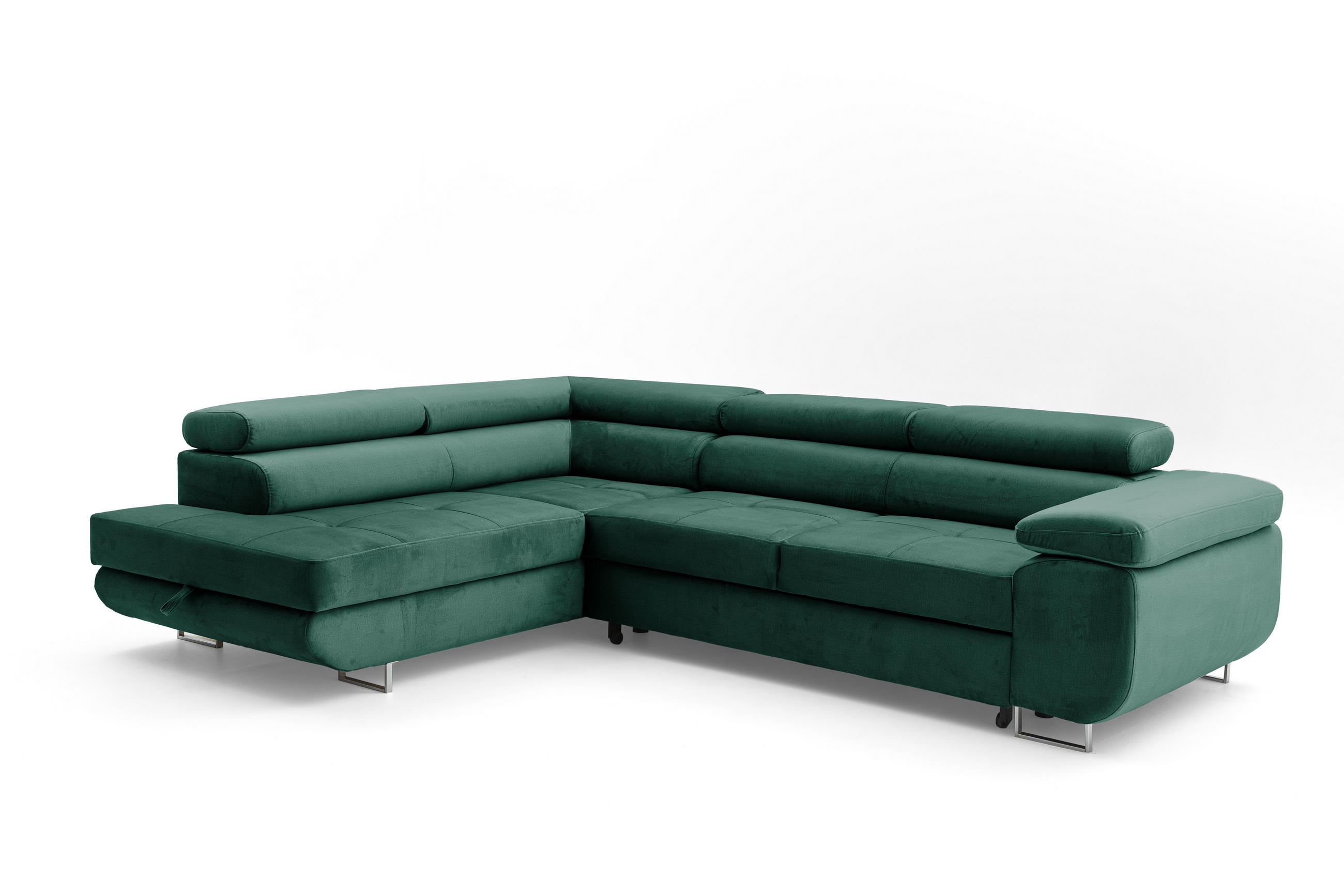ECKSOFA WILD L Links Dunkelgrün - Dunkelgrün, Holz (203/274cm) - Muffo