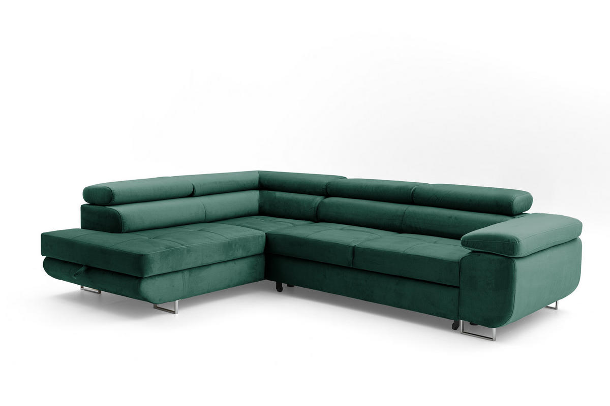ECKSOFA WILD L Links Dunkelgrün - Dunkelgrün, Holz (203/274cm) - Muffo