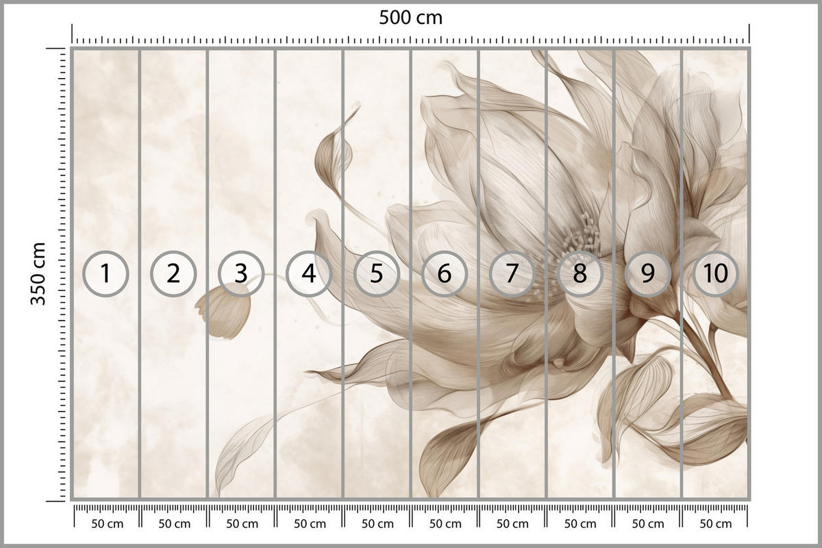 FOTOTAPETE für Wohnzimmer Abstrakte Blume 500x350 - Beige/Braun, Papier (500/350cm) - Muralo