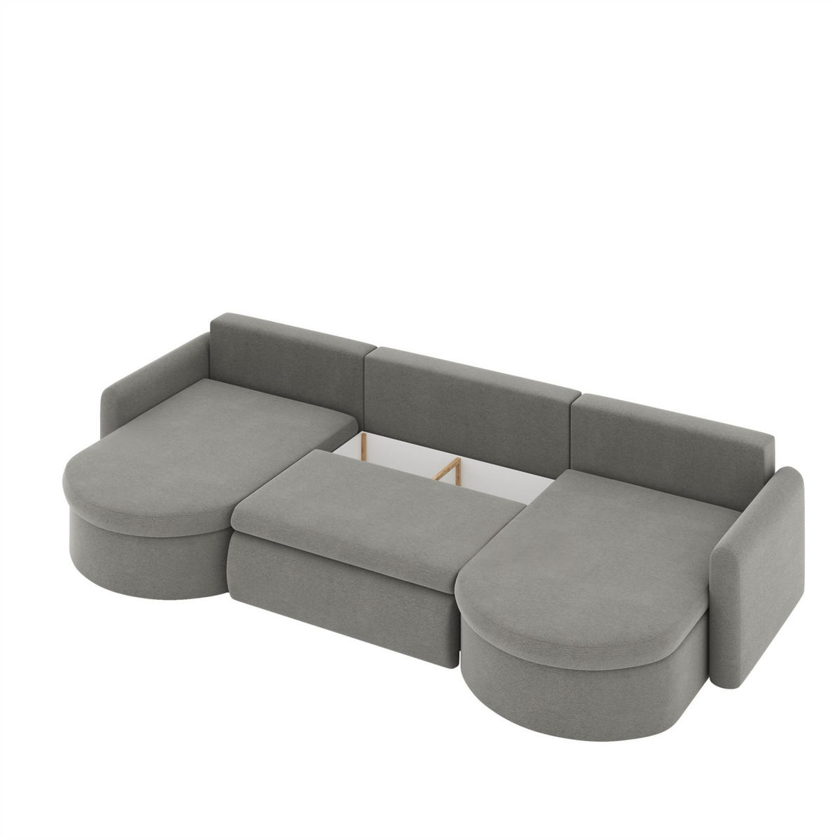 WOHNLANDSCHAFT Feliz In Quelle - Hellgrau, Holzwerkstoff/Textil (350/83/160cm) - Fun Möbel