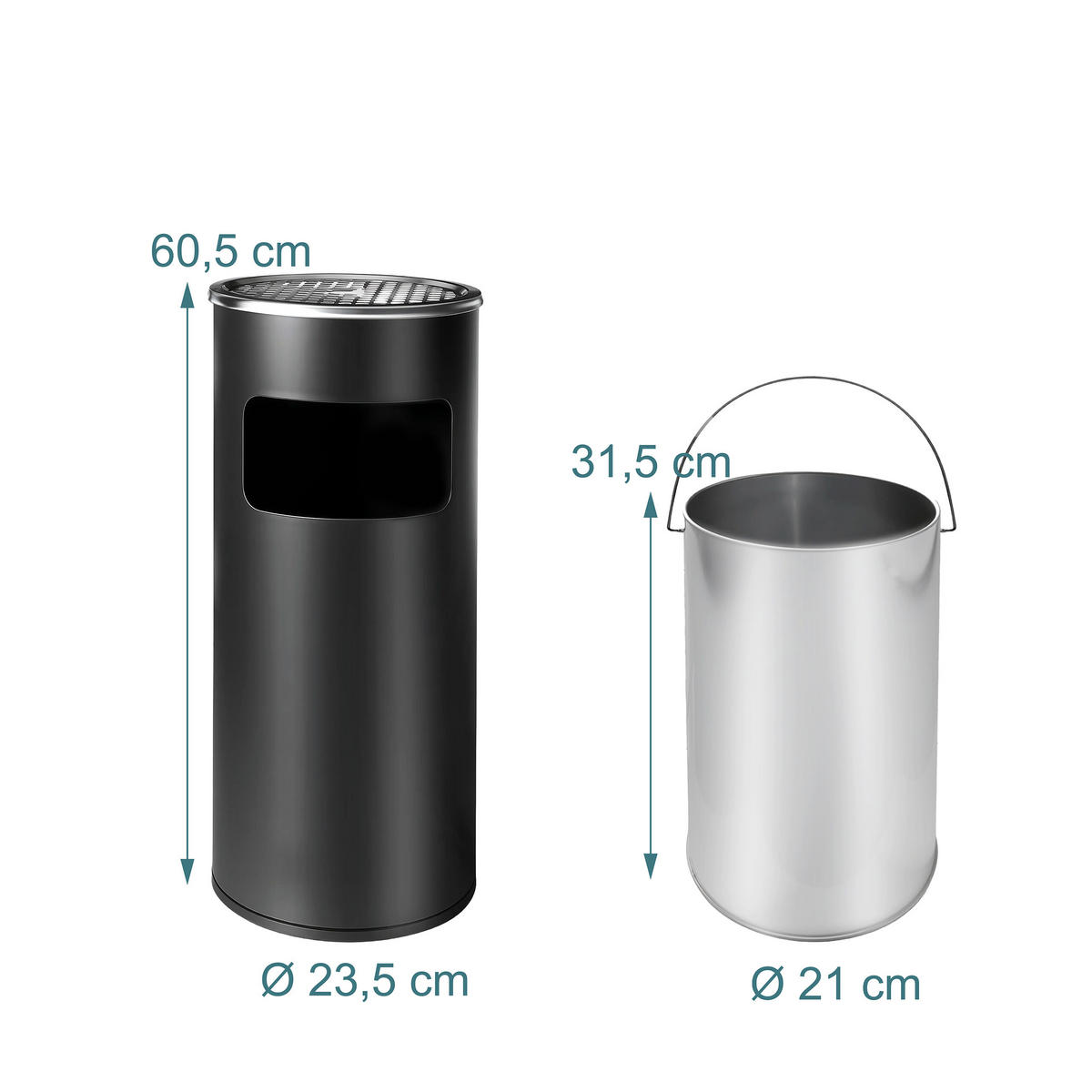STANDASCHENBECHER - Multicolor, Metall (24.5cm) - Relaxdays