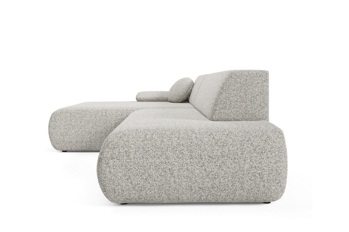 ECKSOFA DELTA L-S Hellgrau Geflochtener Stoff mit Schlaffunktion - Hellgrau, Holz (286/173.5cm) - MASSENO