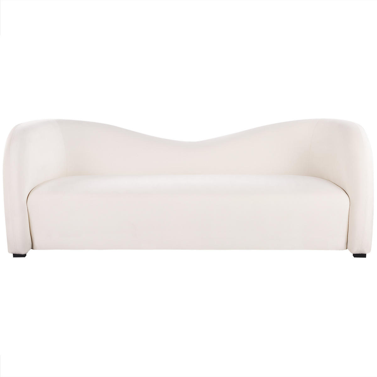 3-SITZER-SOFA Samtstoff Weiß Veltada - Weiß, Textil (205/75/90cm) - Beliani