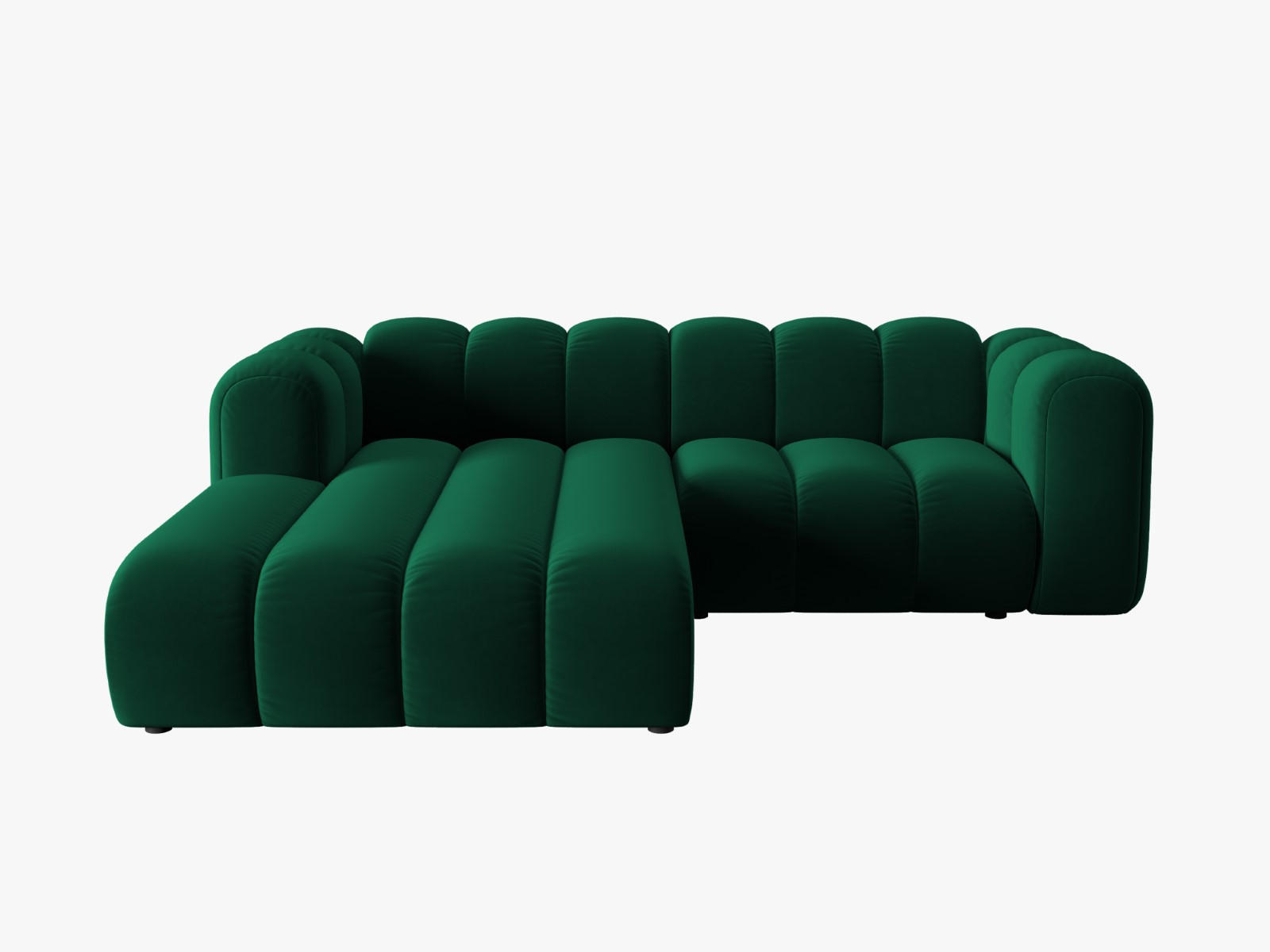 ECKSOFA modular links Lupine aus Samt flaschengrün 3 Sitzplätze - Dunkelgrün, Textil (177/230cm) - Micadoni
