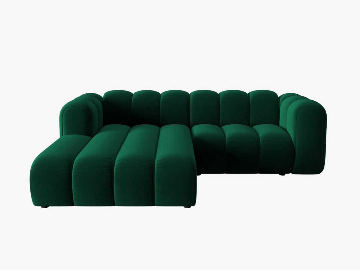 ECKSOFA modular links Lupine aus Samt flaschengrün 3 Sitzplätze - Dunkelgrün, Textil (177/230cm) - Micadoni