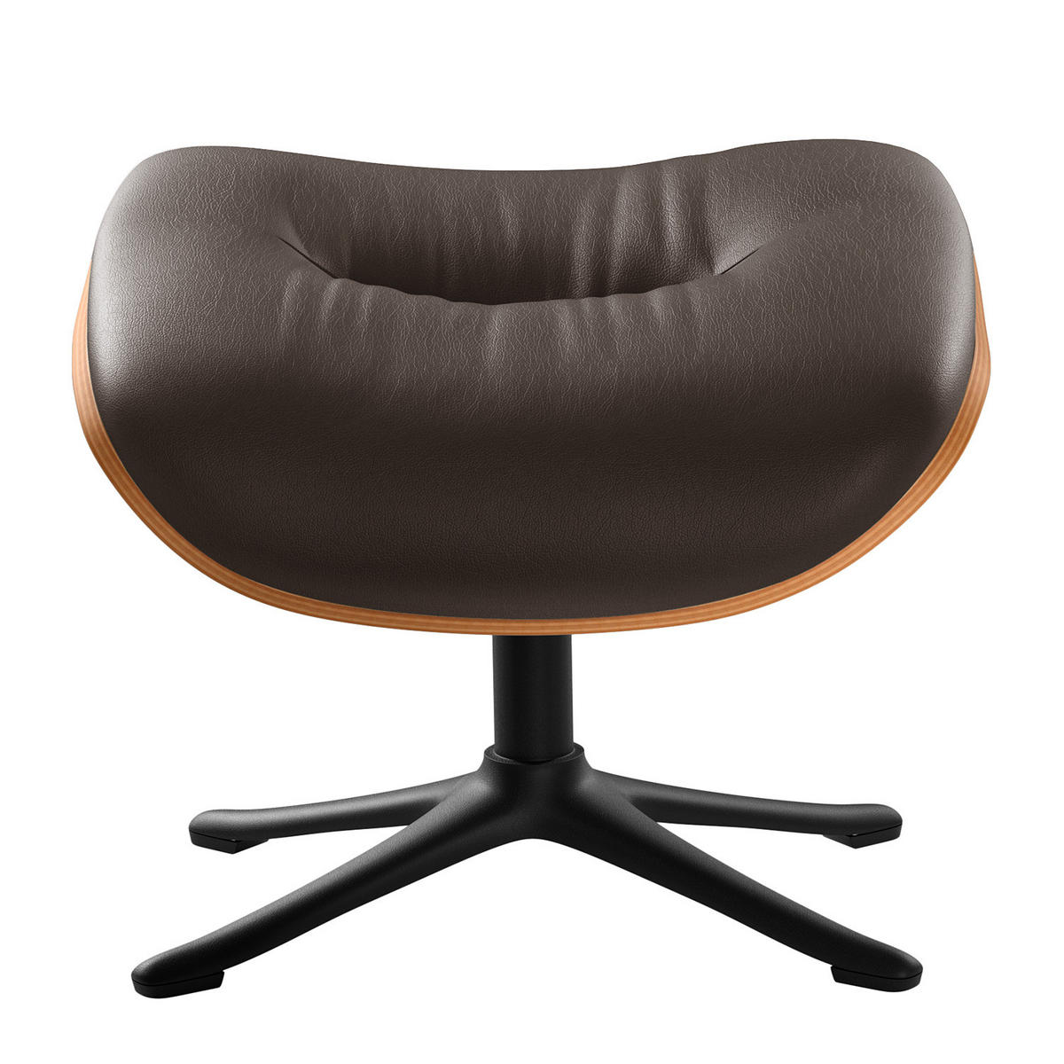 POLSTERHOCKER - Dunkelbraun/Schwarz, Leder/Metall (44/39/42cm) - home24