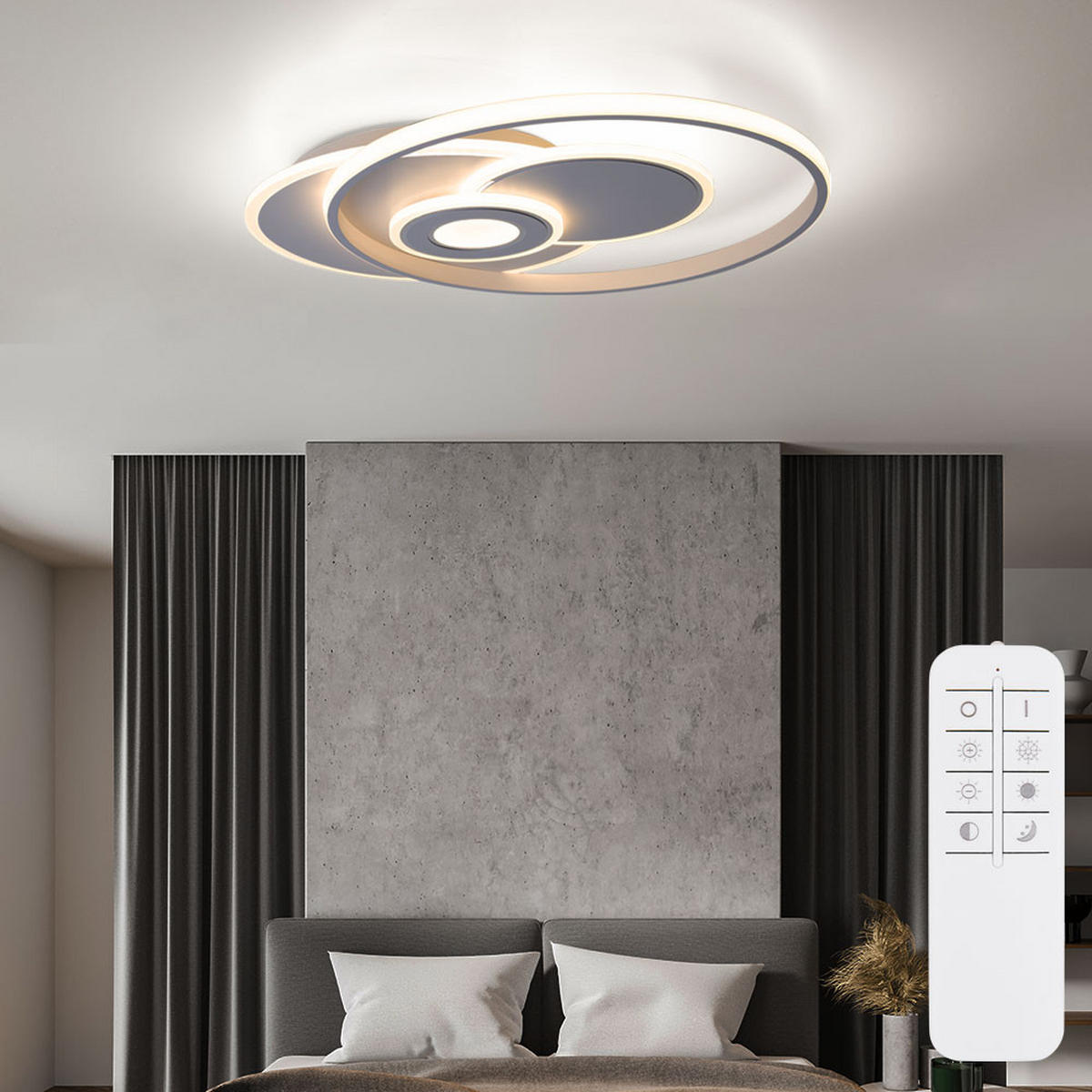 LED DECKENLEUCHTE Metall Weiß Chromring - Weiß, Metall (54/46/6cm) - Globo Lighting