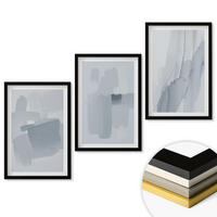 WANDBILDER 3er-Set - 40x60 cm Schwarzer Rahmen - Abstrakte Aquarellkunst - Schwarz, Kunststoff (40/60cm) - ArtPrintCave