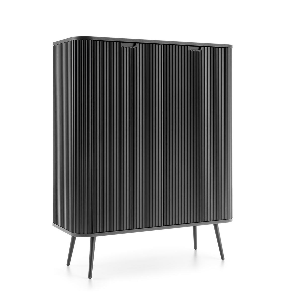 HIGHBOARD ZENZERO 103/129/39 cm mit 2 Türen Schwarz - Schwarz, Holzwerkstoff (103/129/39cm) - MASSENO