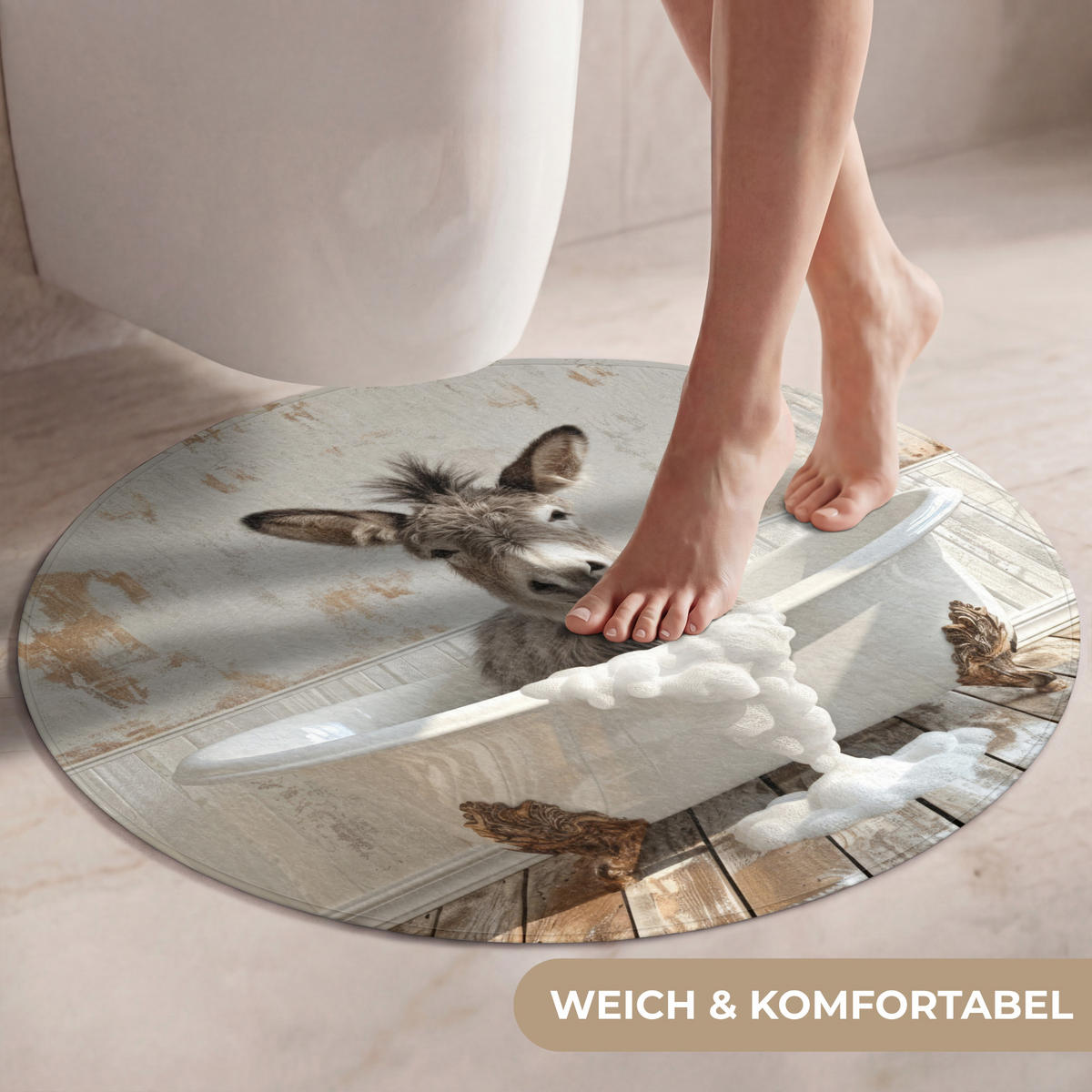 WC PŘEDLOŽKA Osel - Zvířata - Vana - Pěna 70x70 cm - krémová, textil/plast (70/1cm) - OnlyWow