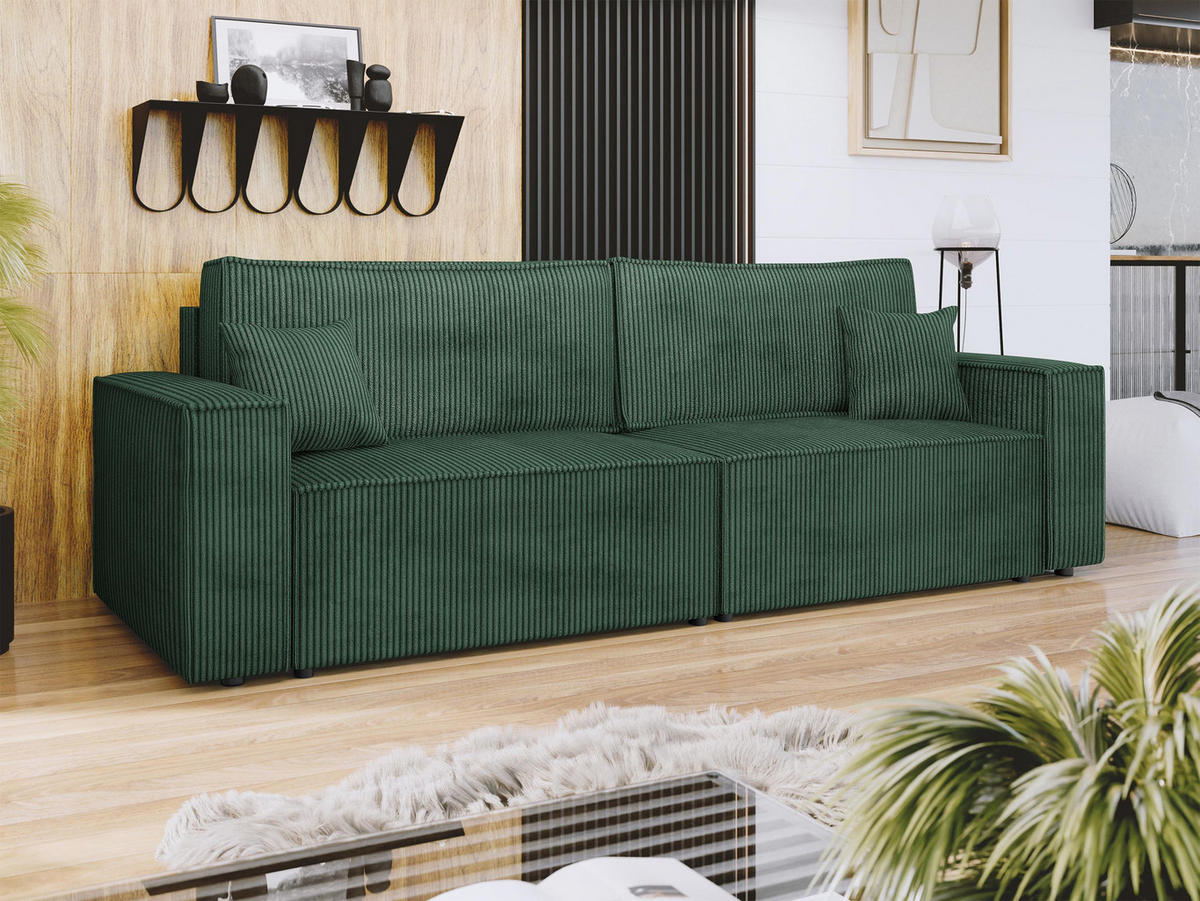 CANAPEA EXTENSIBILA Karl Reiat - verde/negru, material plastic/material textil (245/82/90cm) - MIRJAN24