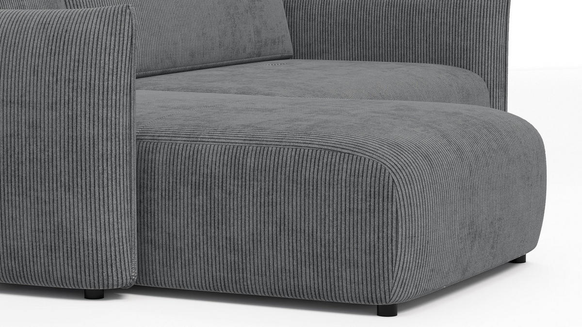 ECKSOFA TAUER 3-Sitzer rechts, dunkelgrau - Dunkelgrau/Schwarz, Holz/Textil (248/173cm) - Courtois Laville