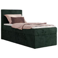 BOXBETT TILIANO 90/200 - Dunkelgrün Cord - H4 - Visco Topper - Links - Dunkelgrün, Textil (90/200cm) - MKS