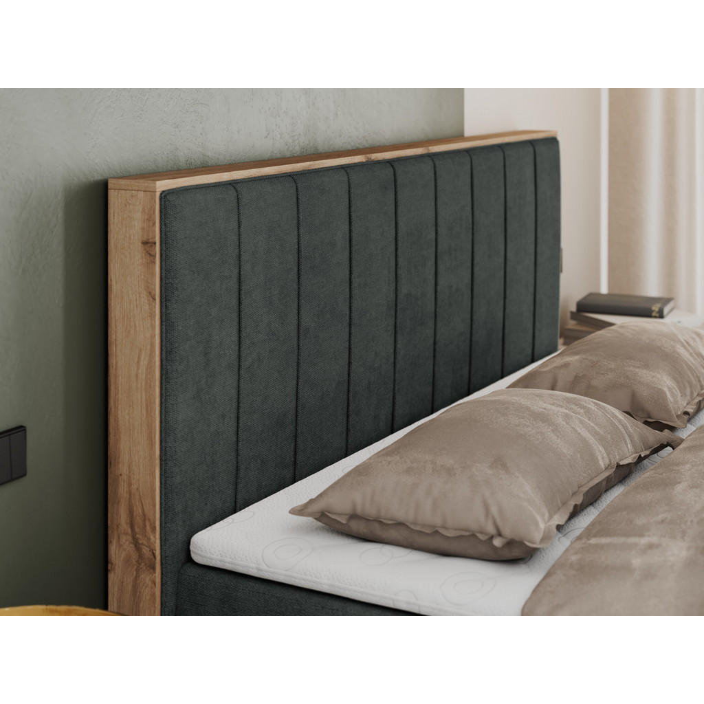 Thumbnail - MKS Boxbett, Dunkelgrau, Textil, 2-Sitzer, H3, Rechteckig, 200x200 cm, Schlafzimmer, Betten, Boxspringbetten