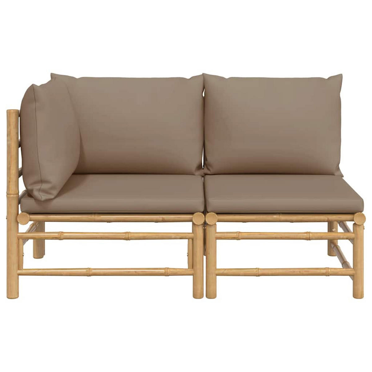 GARTEN-LOUNGE-SET 2-TLG. Mit Taupe Kissen Bambus - Taupe, Naturmaterialien (69/65/55cm) - vidaXL