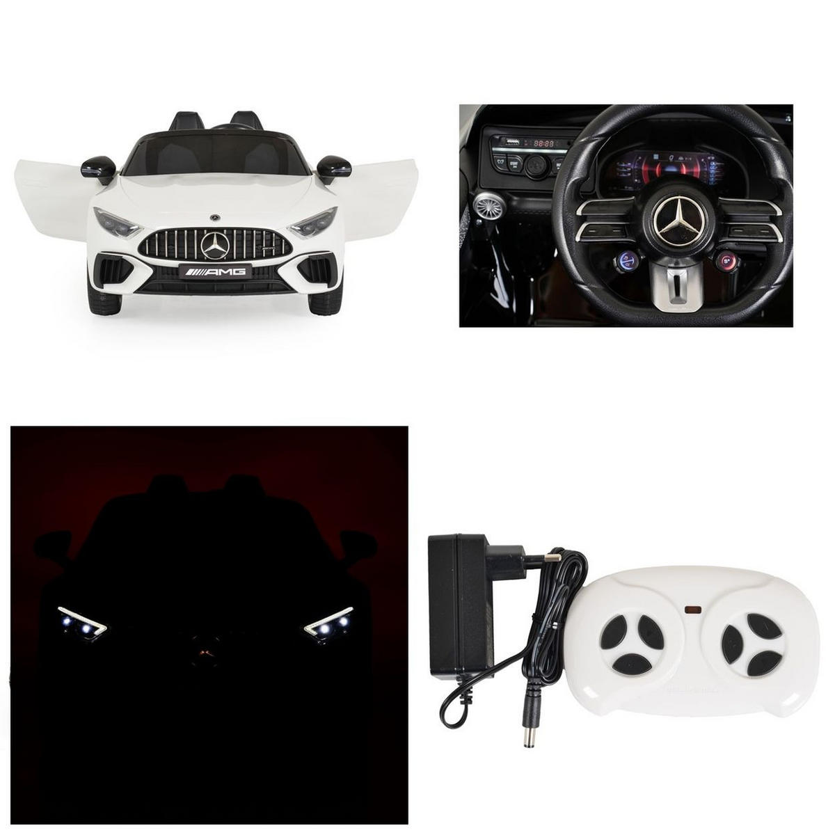 ELEKTROAUTO Mercedes Benz weiß DK-SL63 Zweisitzer Fernbedienung Bluetooth - Weiß, Kunststoff (125/78/52cm) - Moni