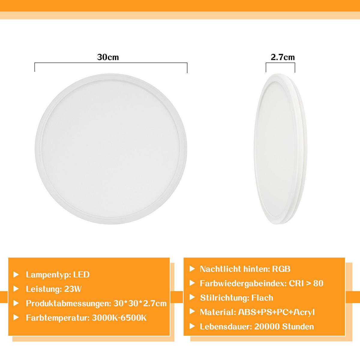 LED-DECKENLEUCHTE Machamer 30/30/2.7cm - Weiß, Kunststoff (30/30/2.7cm) - Nettlife