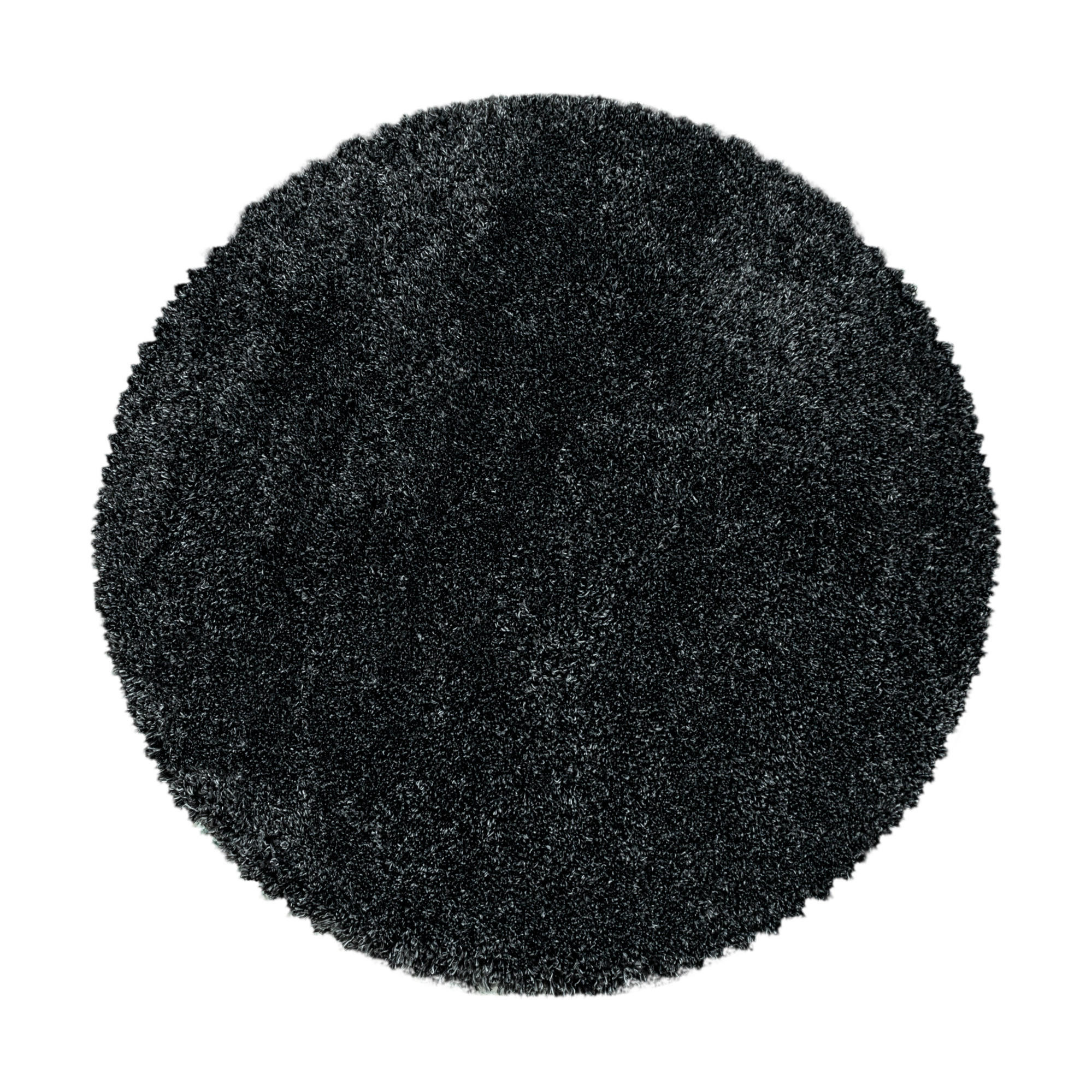 TEPPICH Hochflor Shaggy Uni Style Polypropylen Wohnzimmer Anthrazit Rund 160x160 - Anthrazit, Textil (160/160cm) - KADIMA DESIGN