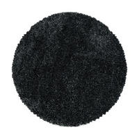 TEPPICH Hochflor Shaggy Uni Style Polypropylen Wohnzimmer Anthrazit Rund 160x160 - Anthrazit, Textil (160/160cm) - KADIMA DESIGN