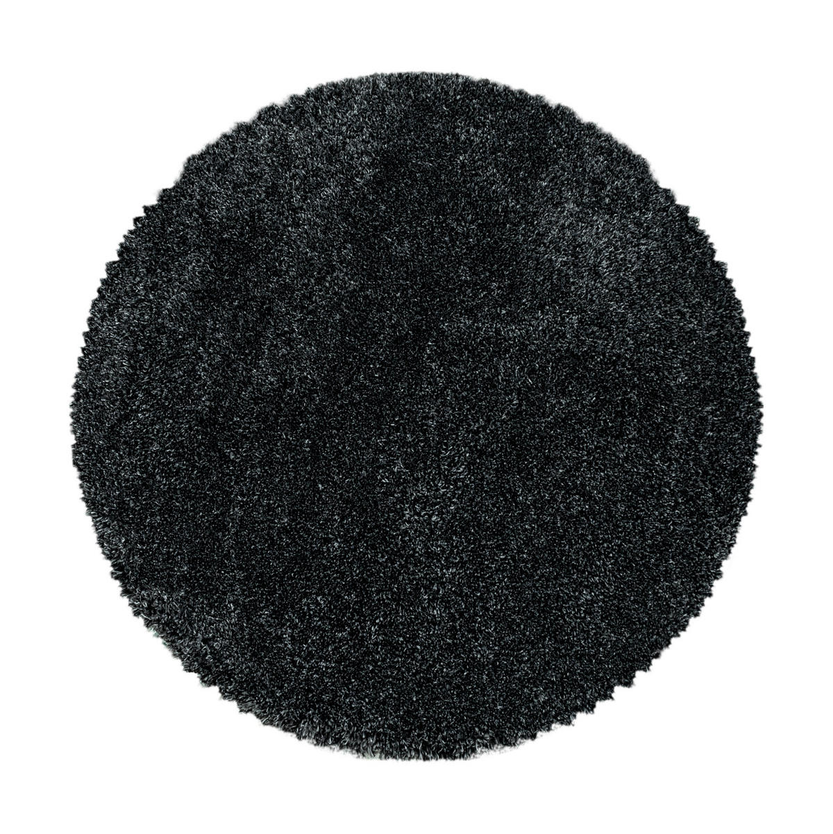 TEPPICH Hochflor Shaggy Uni Style Polypropylen Wohnzimmer Anthrazit Rund 160x160 - Anthrazit, Textil (160/160cm) - KADIMA DESIGN