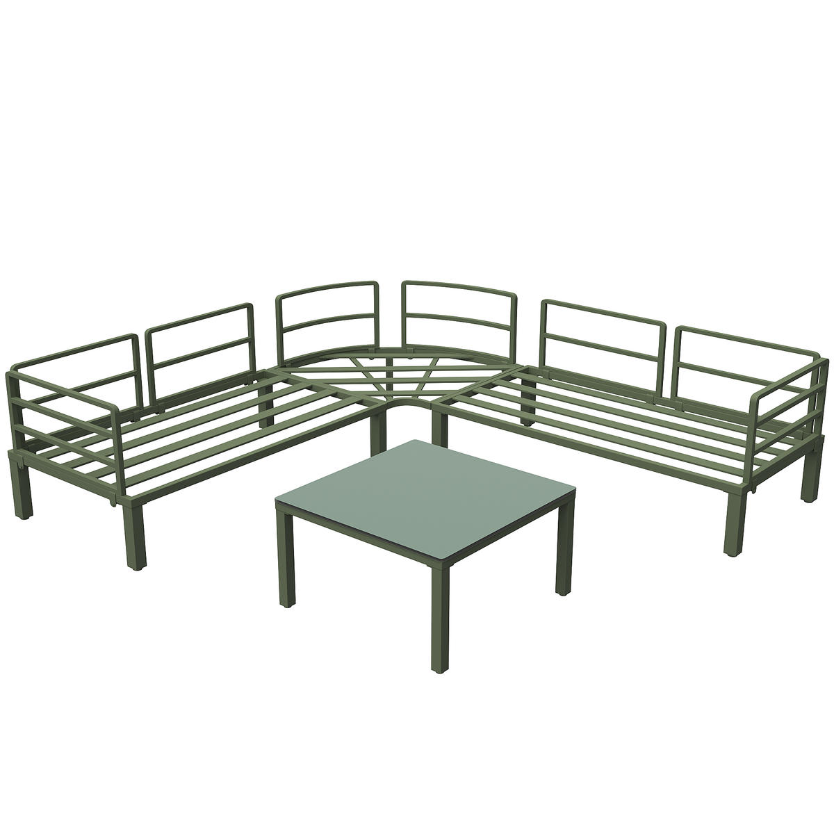GARTENLOUNGE-SET Gartenmöbel-Set für 4-5 Personen Sitzgruppe mit Kissen&Sitzpolster - Beige, Glas/Textil - STILVORA