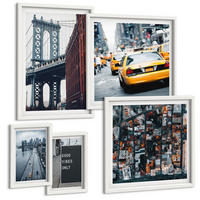 BILDER SET 5er Set - 50x50 cm & 20x30 cm & 40x60 cm Weißer Rahmen - Brückenstadt-Inschriften aus der Vogelperspektive - Weiß, Kunststoff (40/60cm) - TULUP