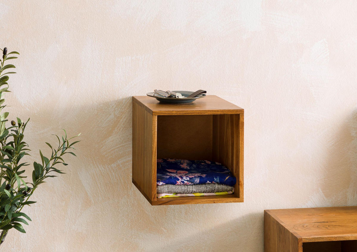 WÜRFELREGAL Akazie 30x40x30 natur lackiert MONTREAL #133 - Braun, Holzwerkstoff (30/30/40cm) - Massivmoebel24