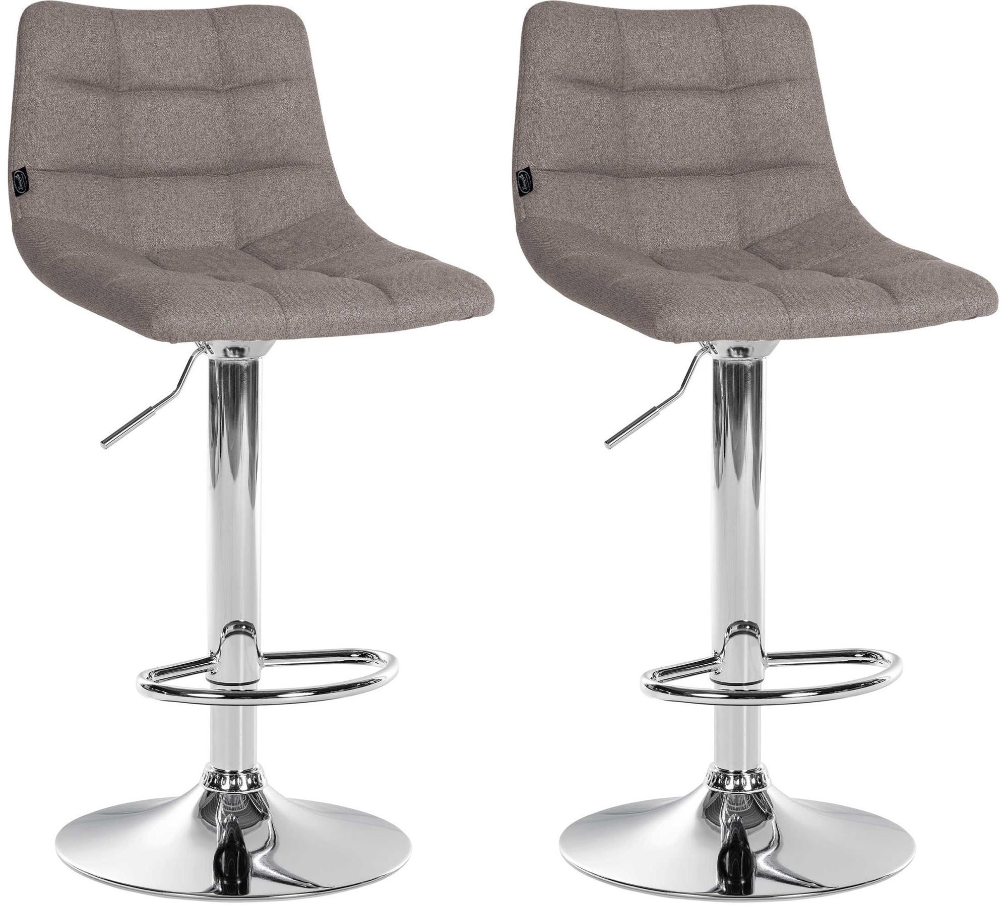 BARHOCKER 2er Set Stoff grau - Chromfarben/Grau, Textil/Metall (43/87/46.5cm) - CLP