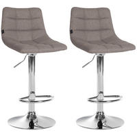 BARHOCKER 2er Set Stoff grau - Chromfarben/Grau, Textil/Metall (43/87/46.5cm) - CLP