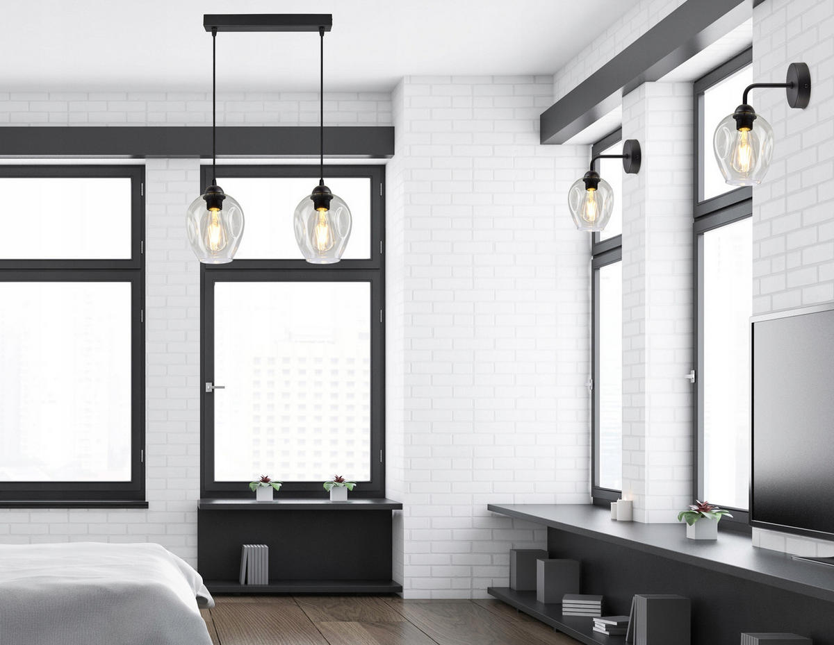 PENDELLEUCHTE Hegel - Transparent/Schwarz, Glas/Metall (15/37/80cm) - kiki design