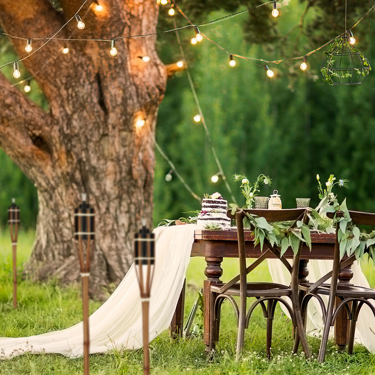 10XGARTENFACKEL - Braun, Holz/Metall (90cm) - Relaxdays