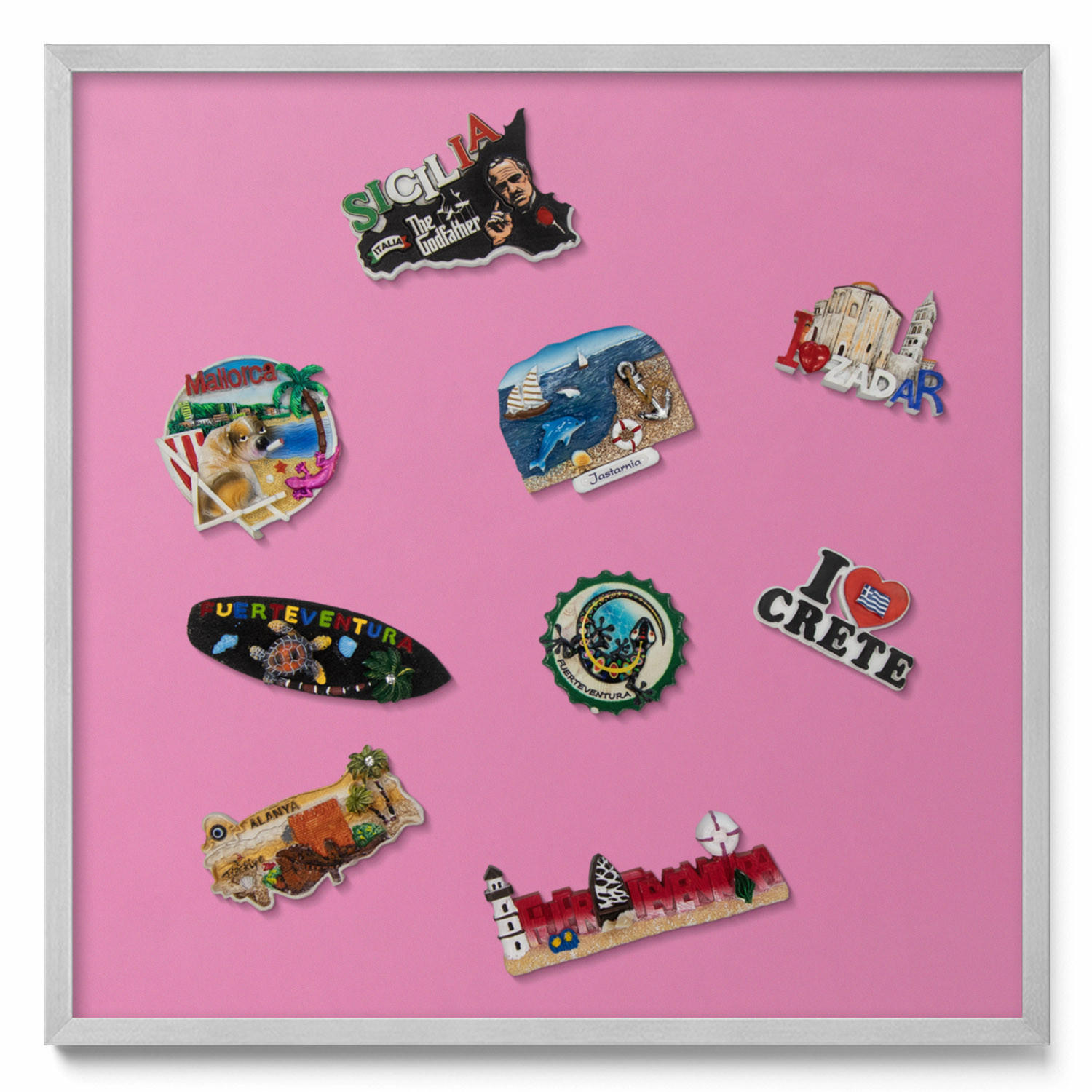 MAGNETTAFEL 50x50 cm Silberner Rahmen Rosa - Hellrosa, Metall (50/50/0.4cm) - TULUP