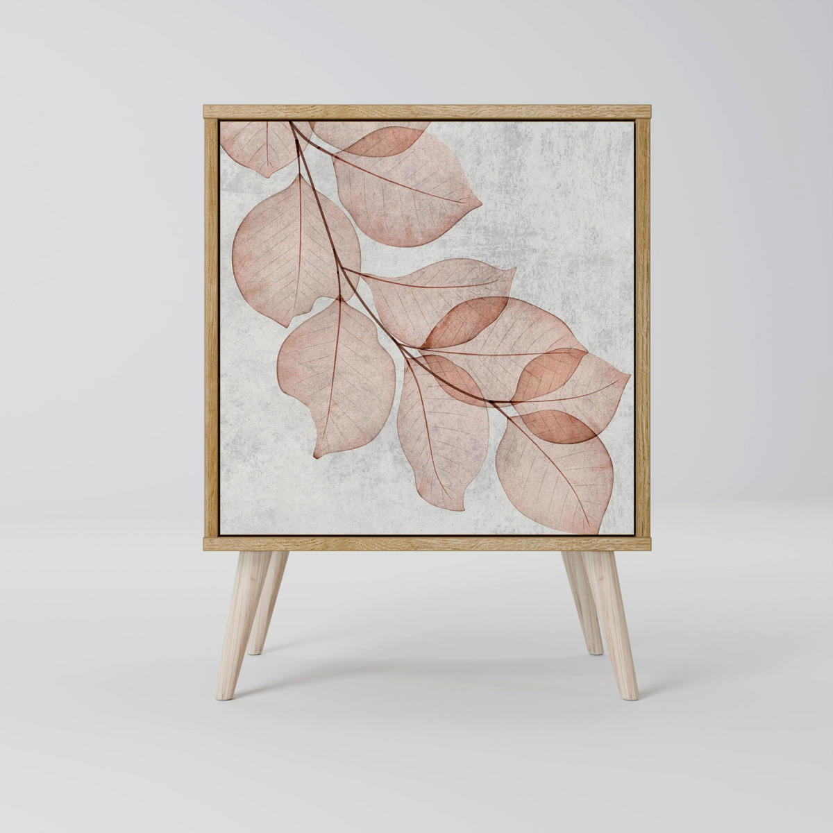 SIDEBOARD AUTUMN FRAGILITY, Grau, 57,5x42x75,5 cm, Goldfarbene Metallfüße - Goldfarben/Multicolor, Holzwerkstoff/Metall (57.5/75.5/42cm) - SpaceRebels