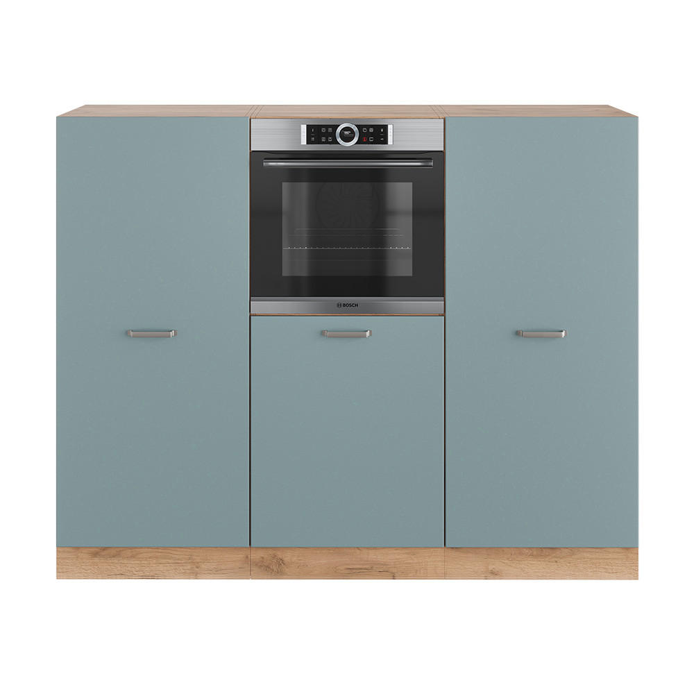 EINBAUKÜCHE R-Line Blau-Grau/Goldkraft Eiche 180 cm ohne AP - Honigeiche/Blaugrau, Holzwerkstoff (180/81.6/46cm) - Vicco