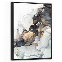 LEINWAND Bilder mit Rahmen - Marmor - Schwarz - Weiß - Gold - Luxus - Abstrakt - 30x40 - Goldfarben, Textil (30/40cm) - MuchoWow